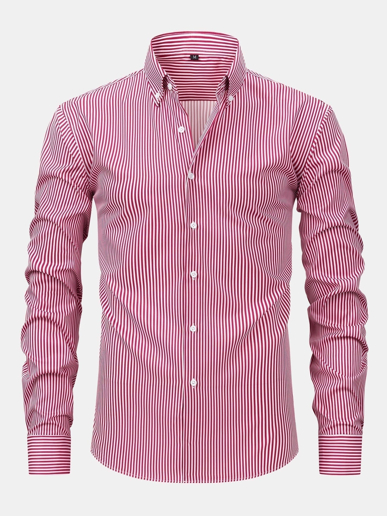 Long Sleeve Stripe Button Up Shirt & Slim Fit Tapered Trousers