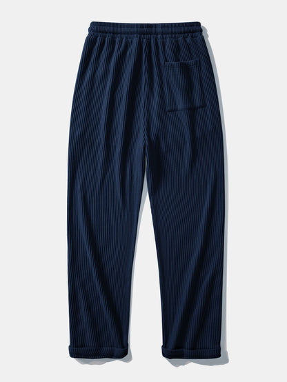 Long Sleeve Waffle Mock Neck T-Shirt & Drawstring Knitted Waffle Pants